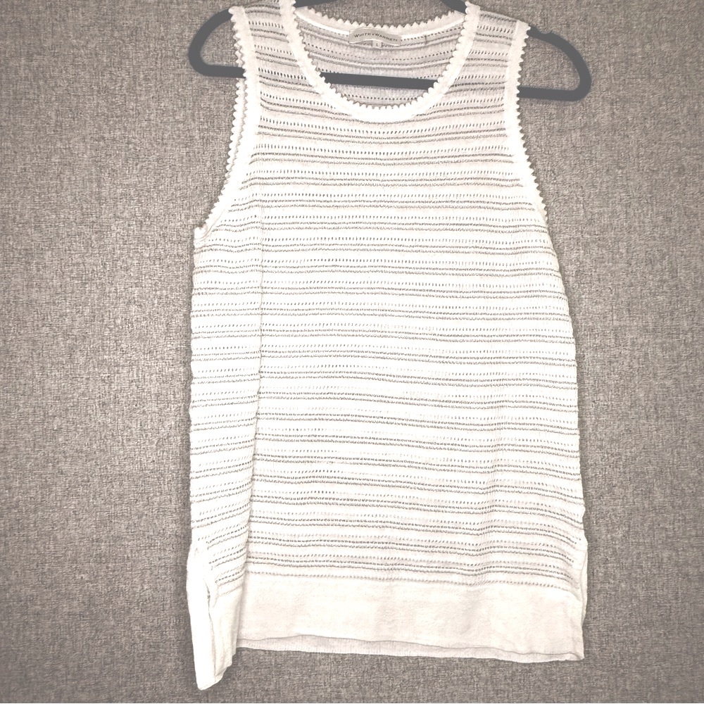 White + Warren Airy Textured Metallic Knit Top Size Large